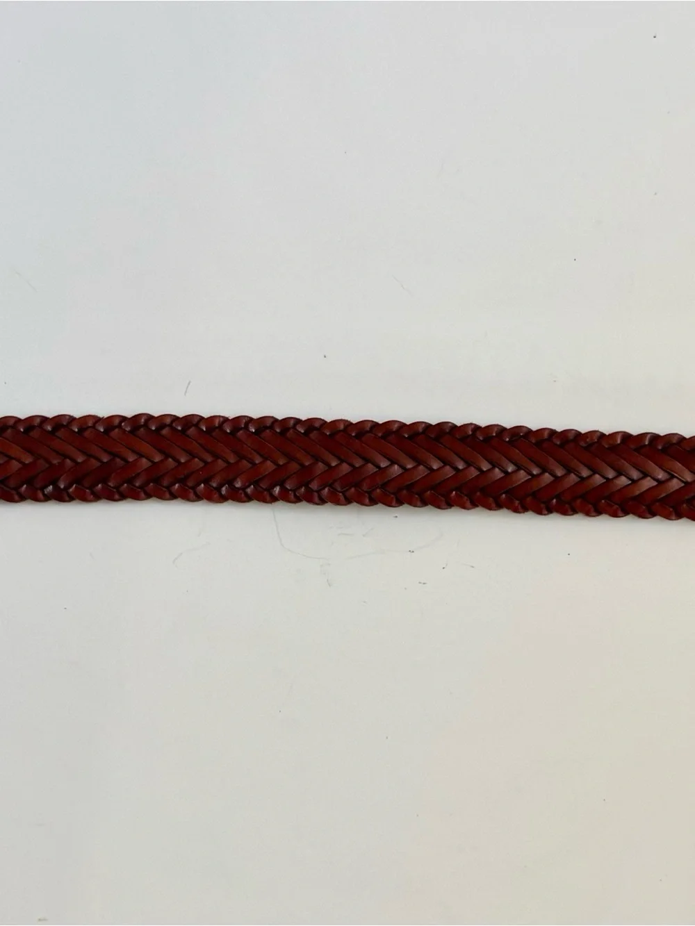 Dkny Red-Brown Braided Leather Belt with Silver Eagle Buckle